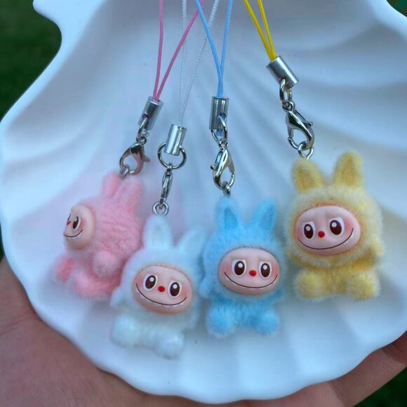 8 PCs Very Mini Handmade Fuzzy Labubu Pendant Keychain/Phone Charm-1.1" Bunny - Picture 8 of 16